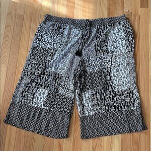 Simply Vera Vera Wang Wide Leg Pants Womens 2X Black White Patchwork Print Boho